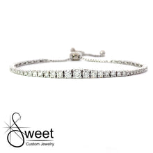 Load image into Gallery viewer, 14kt white gold diamond bolo bracelet