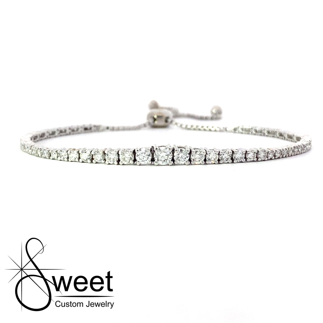 14kt white gold diamond bolo bracelet