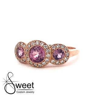 Rose gold pink sapphire and Diamond ring