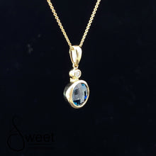 Load image into Gallery viewer, Yellow Gold London Blue Topaz and Diamond Pendant
