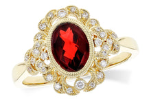 Load image into Gallery viewer, Yellow Gold Garnet and Diamond Ring