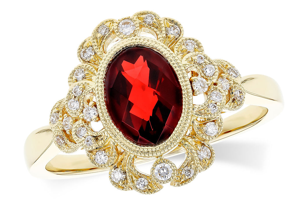 Yellow Gold Garnet and Diamond Ring