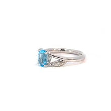 Load image into Gallery viewer, White gold ring blue topaz and diamond ring