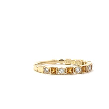Load image into Gallery viewer, STACKABLE RING FEATURING ALTERNATING SQUARE BEZEL SET 2MM CITRINE AND DIAMONDS
