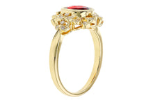 Load image into Gallery viewer, Yellow Gold Garnet and Diamond Ring