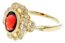 Load image into Gallery viewer, Yellow Gold Garnet and Diamond Ring