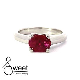 Platinum ruby solitaire ring