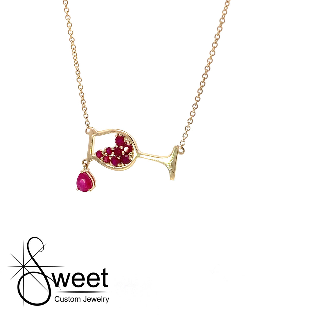 Drop of wine ruby necklace