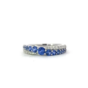 14kt white gold diamond and sapphire ring