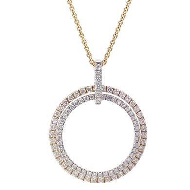 ONE 14KT TWO TONE DOUBLE CIRCLE NECKLACE