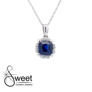 White gold Lab Created Sapphire Pendant