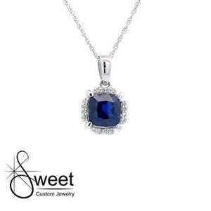 White gold Lab Created Sapphire Pendant