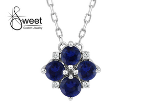 White Gold Sapphire and Diamond Necklace