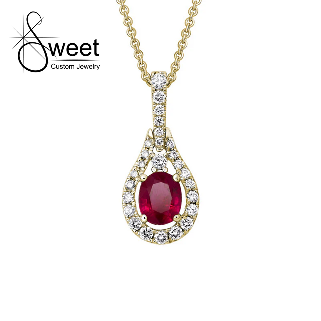 Yellow Gold Ruby and Diamond necklace