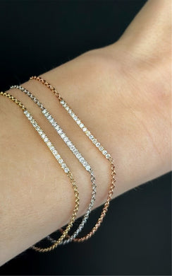 14kt white or yellow gold diamond bar bracelet