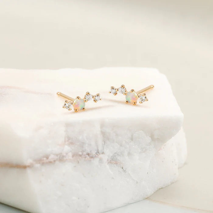 Opal and Diamond Studs