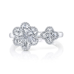 White gold Double Flower Diamond Ring