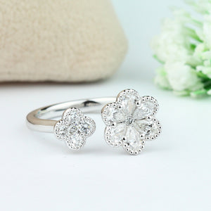 White gold Double Flower Diamond Ring
