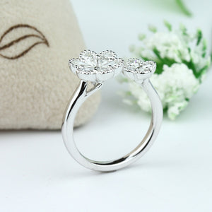 White gold Double Flower Diamond Ring