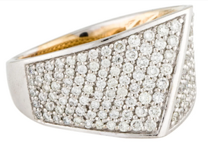 WHITE AND YELLOW GOLD PAVE DIAMOND RING