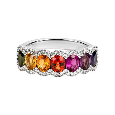 14kt White Gold Rainbow Sapphire Ring