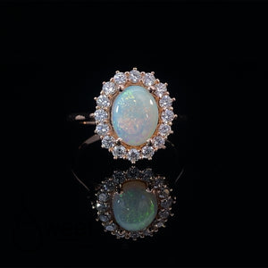 Rose gold opal and Diamond ring