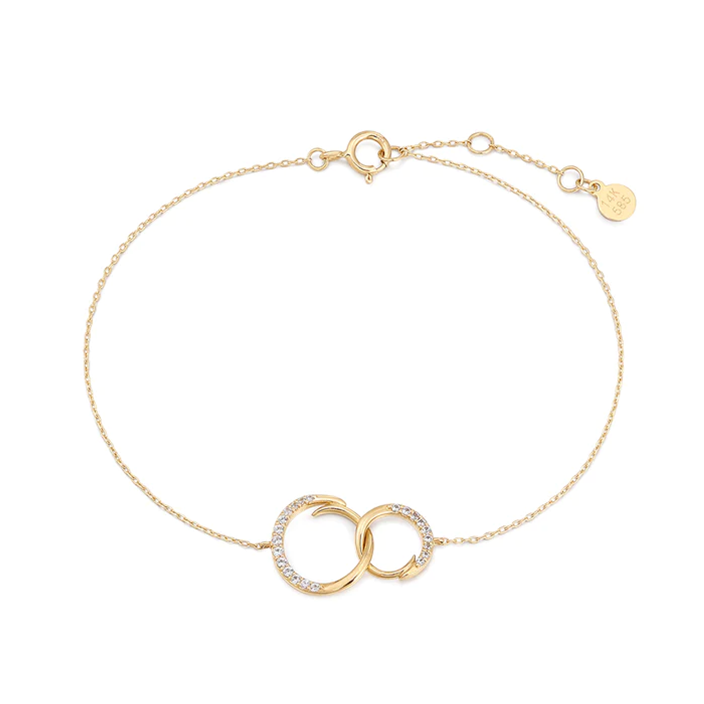 Yellow Gold White Sapphire Circle Bracelet