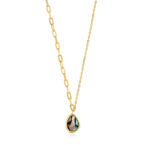 Gold Tidal Abalone Mixed Link Necklace