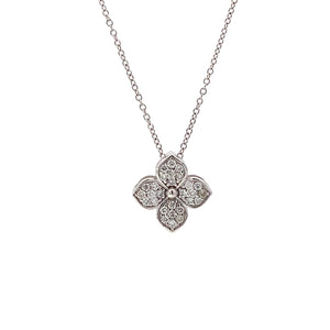 WHITE GOLD DIAMOND FLOWER NECKLACE