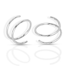 Load image into Gallery viewer, 14kt yellow gold double hoop twist earring
