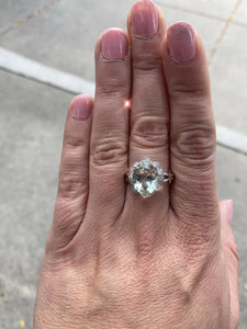 Green Quartz and Diamond Ring