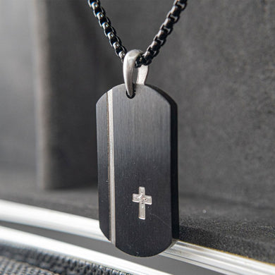 Black Dog Tag with Diamond