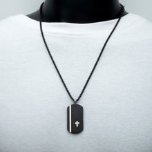 Load image into Gallery viewer, Black Dog Tag with Diamond