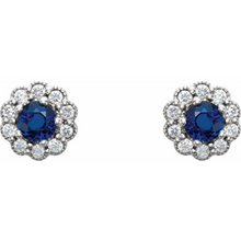 Load image into Gallery viewer, White gold Sapphire and Diamond Earrings