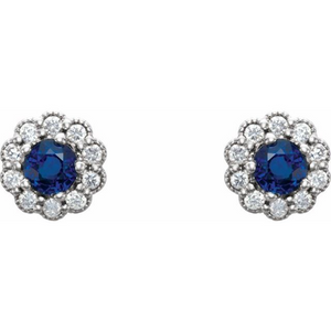 White gold Sapphire and Diamond Earrings