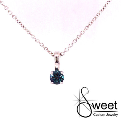 14KT WHITE GOLD LAB CREATED ALEXANDRITE PENDANT
