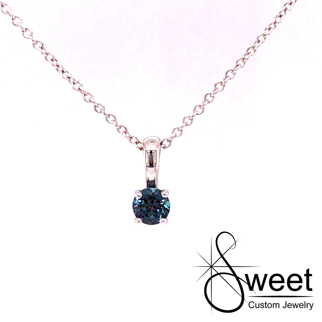 14KT WHITE GOLD LAB CREATED ALEXANDRITE PENDANT