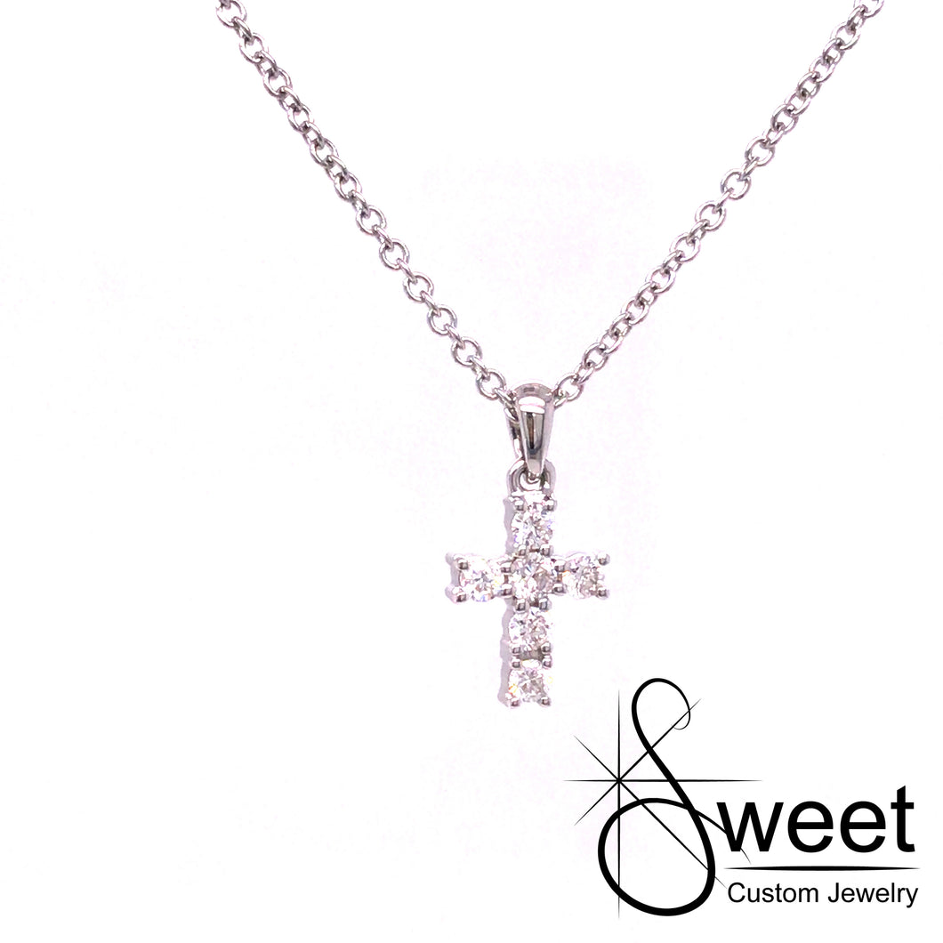 14KT WHITE GOLD CROSS PENDANT