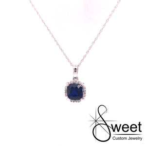 White gold Lab Created Sapphire Pendant