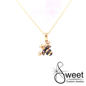 14kt Yellow Gold Diamond Bee Necklace