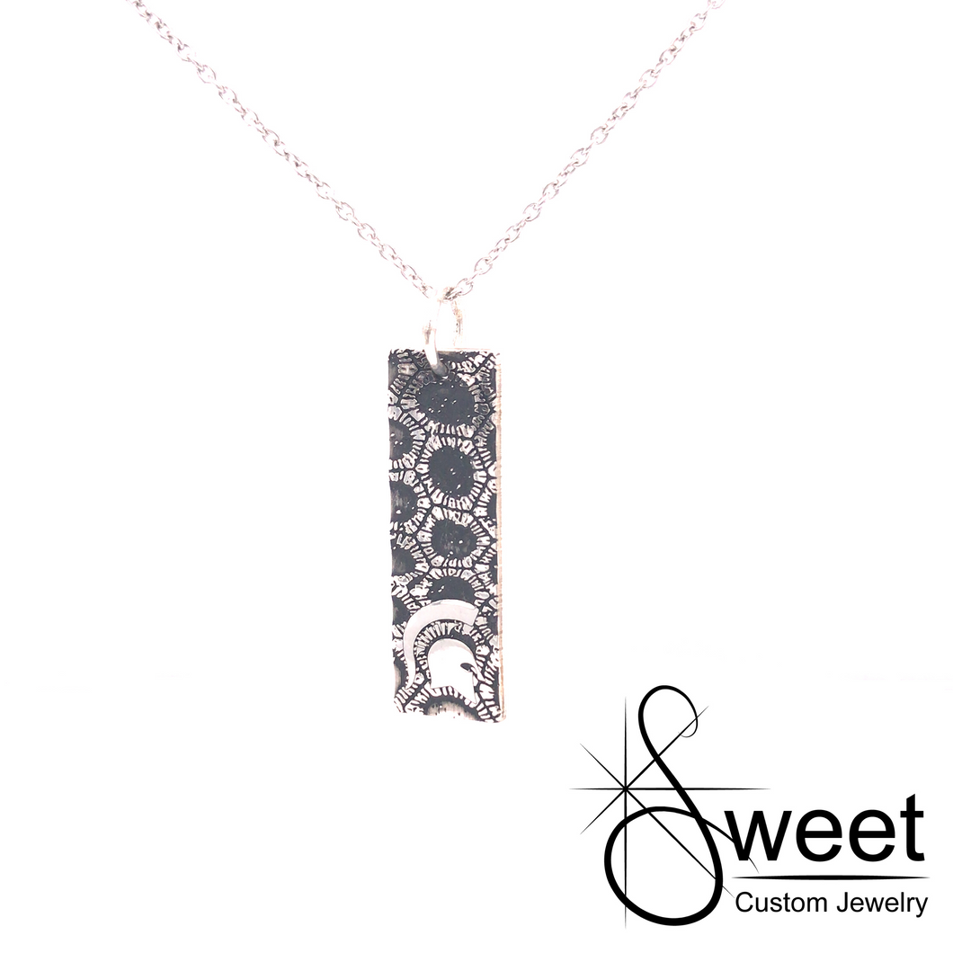 Sterling silver vertical bar pendant