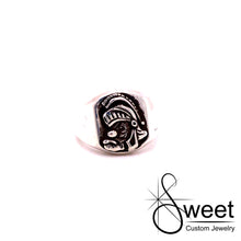 Load image into Gallery viewer, Signet Sterling silver ring with hand carved gruff