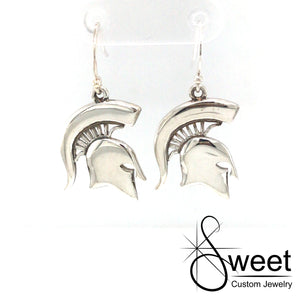 One set of Sterling silver medium size spartan head earrings