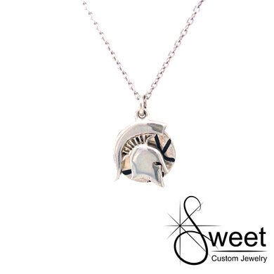 MINI SPARTAN PENDANT WITH STERLING SILVER HAND MADE BASKETBALL CHARM