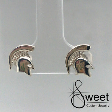 ONE PAIR OF sterling sliver MINI-MINI SPARTAN HEAD STUD EARRINGS