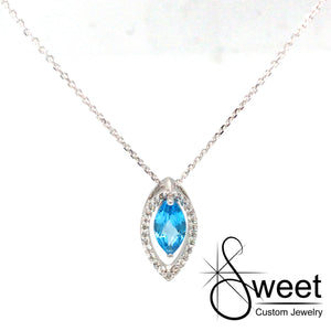 ONE 14KT WHITE GOLD MARQUISE SHAPE PENDANT