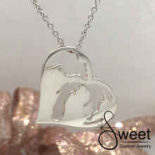 Load image into Gallery viewer, ONE STERLING SILVER TARNISH RESISTANT &quot;SWEET MICHIGAN HEART&quot; PENDANT ON A 18&quot;
