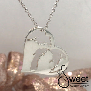 ONE STERLING SILVER TARNISH RESISTANT "SWEET MICHIGAN HEART" PENDANT ON A 18"