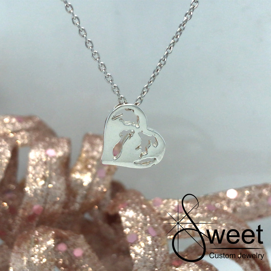 ONE STERLING SILVER MINI SWEET MICHIGAN HEART PENDANT