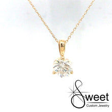 Load image into Gallery viewer, 14KT YELLOW GOLD THREE PRONG PENDANT FEATURING ONE ROUND BRILLIANT CUT DIAMOND